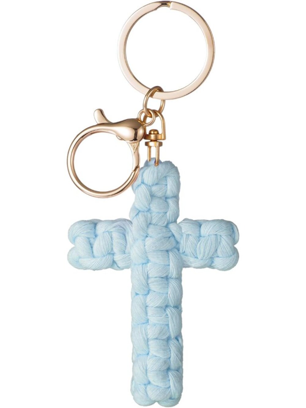 Macrame Cross Keychain,Jesus Key Chain Christian Car Accessories Handmade Soft C
